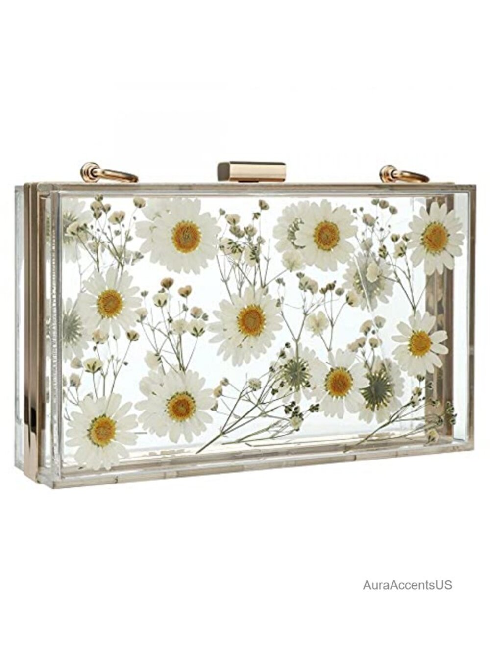 Gets PU Leather Floral Beaded Clutch Purse for Women Clear Crossbody Bag